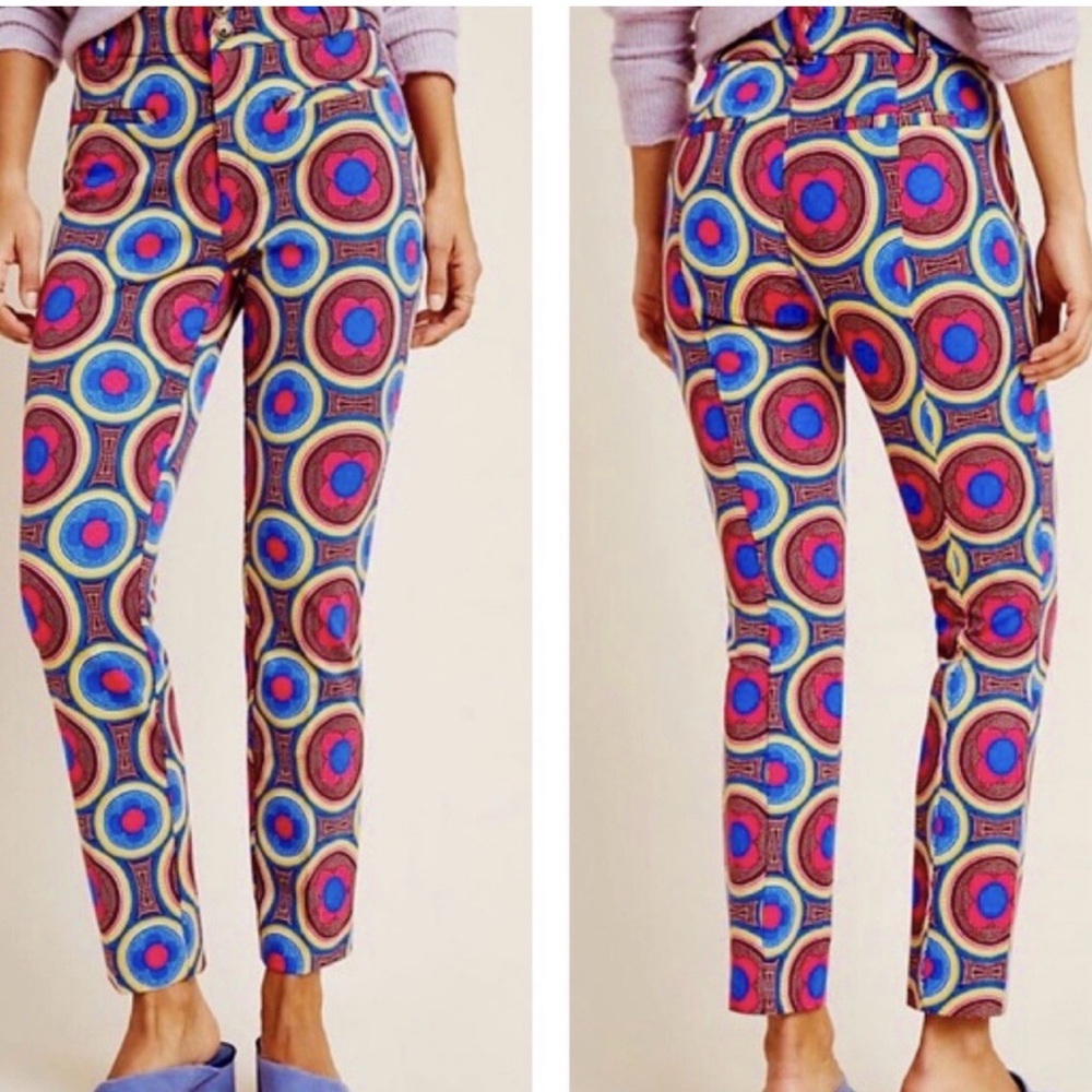 Anthropologie ✨ The Essential Slim Trousers ✨ ABSTRACT MOTIF size 2